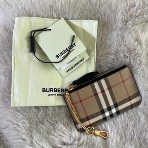 Burberry Kelbrook Check Coin Purse with Chain